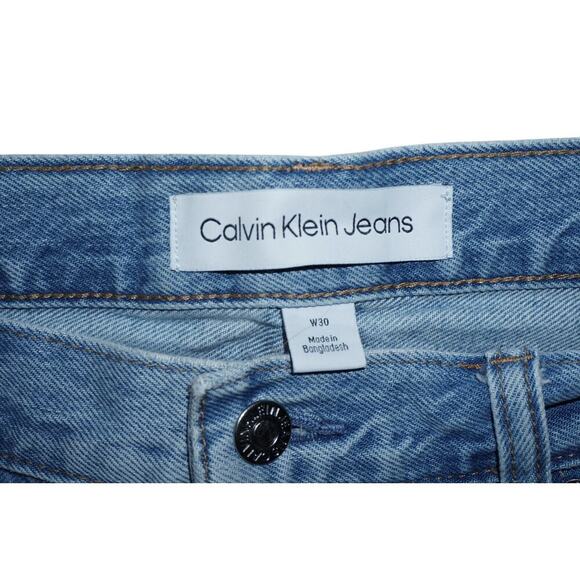 Calvin Klein Jeans Unisex Distressed Denim Cutoff Shorts Blue W30 - Picture 3 of 7